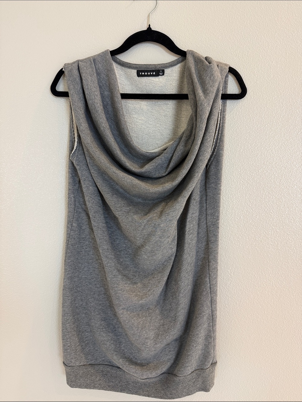 Trouve Heather Gray Draped Cowl Neck Sleeveless Sweater